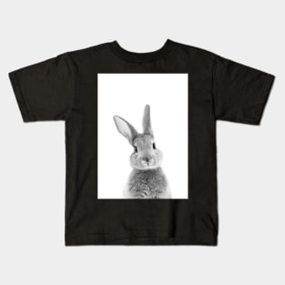 Peek-a-boo Bunny BW Kids T-Shirt